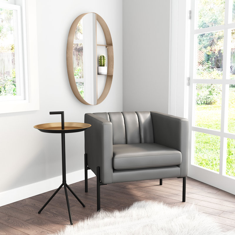 Demi-miroir demi-tablette bronze