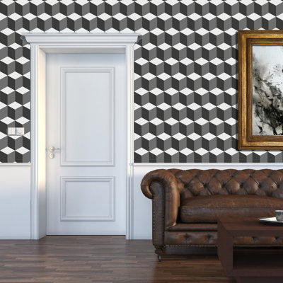 Décalcomanie murale porte 3d cubes