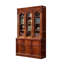 Bibliothèque de rangement en bois de frêne massif à trois portes avec panneaux de verre