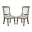 Ensemble de 2 chaises d'appoint rembourrées en similicuir gris avec sièges rembourrés et pieds tournés pour un repas confortable