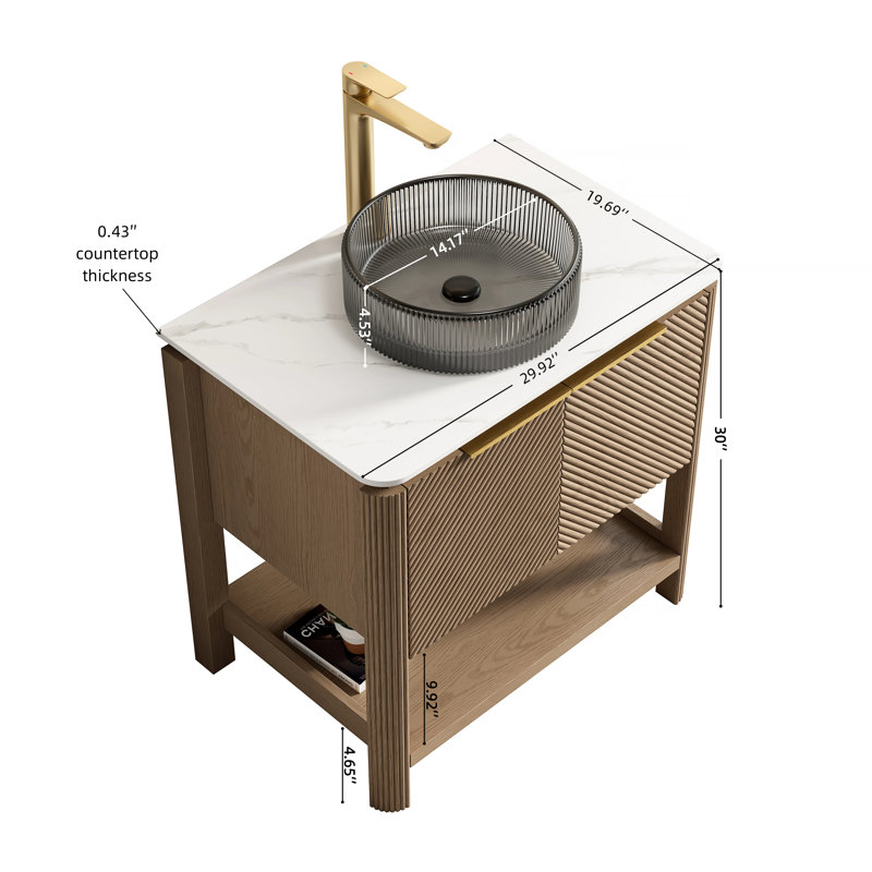 Freestanding Standard Single Vanity Bathroom Vanity With Engineered Stone Top