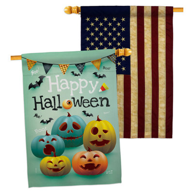 Double Sided 40'' H x 28'' W Polyester Halloween House Flag