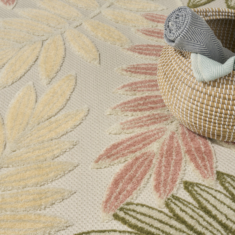 Lakesha 7'10" x 10'6" Ivory Rose Modern Rug, Rectangle 7'10" x 10'6"