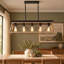 5-light farmhouse linear kitchen island chandelier with natural wood-look finish