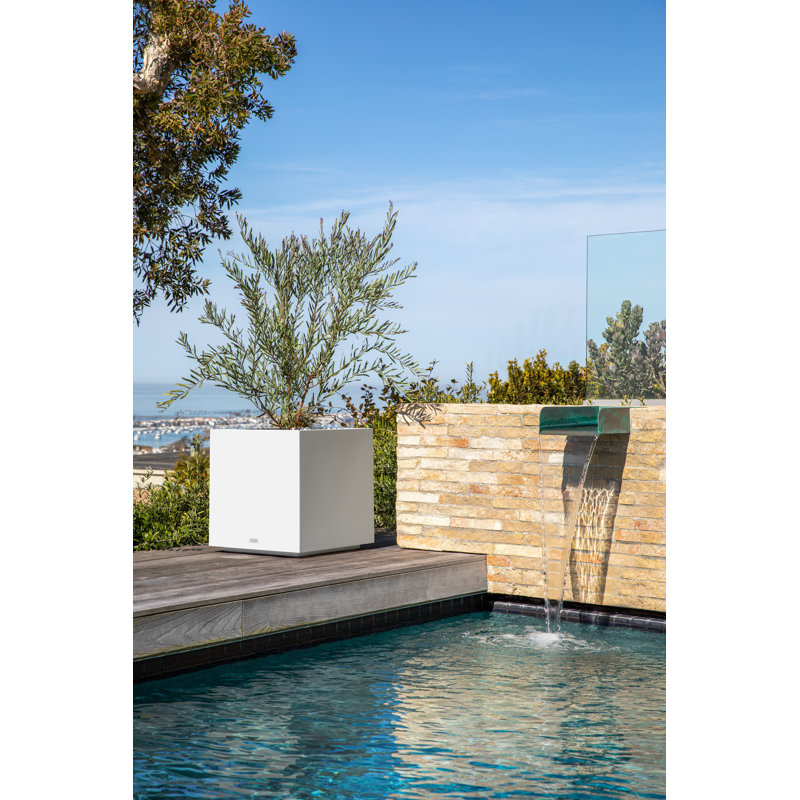 Block Series Cube Planter, White, 22.25" H x 21" W x 21" D