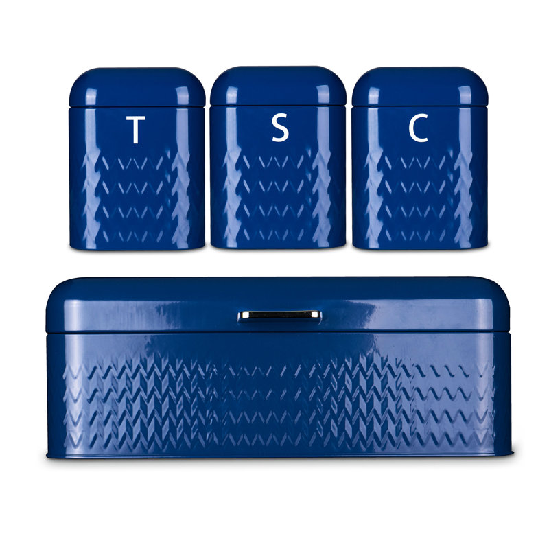 4 Piece Kitchen Canister Set, Navy