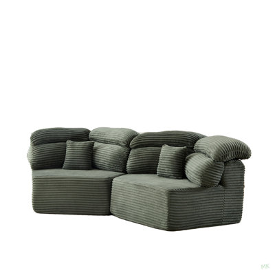 Méridienne moderne de 53 pouces de couleur crème, canapé modulaire avec coussin décoratif