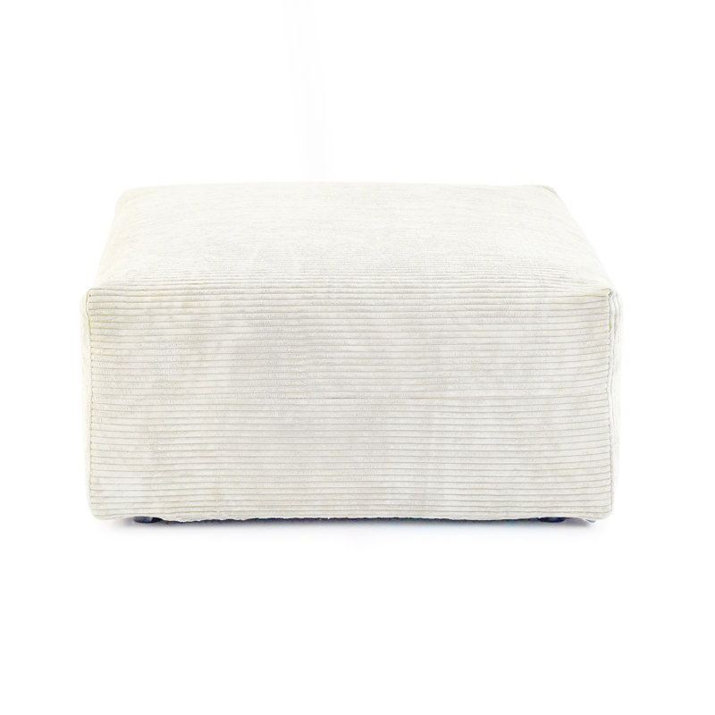 Repose-pieds en velours côtelé 39,37 po Nikodemos, Beige