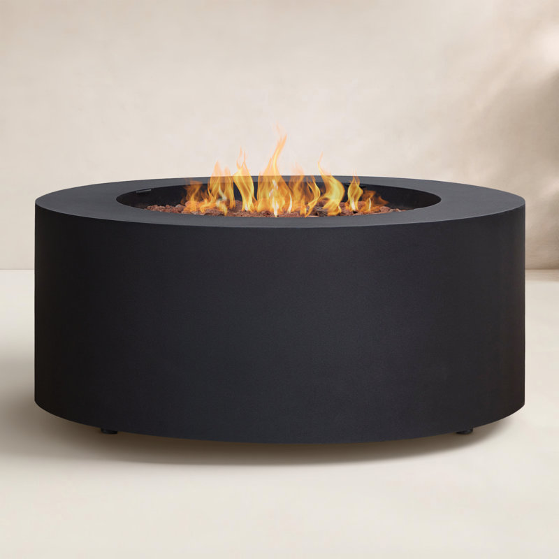AEGEAN 36" Round Steel Propane or Natural Gas Fire Pit Table by Real Flame, Black
