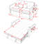 Lit escamotable de 55,5 po, canapé 2 places avec poches latérales, coussins lombaires réglables, velours beige pour appartement, bureau, salon, option moderne, et chambre, espace de bureau-1279022953