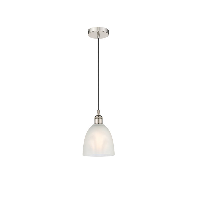 Philomene 1 - Light Single Pendant, White, Polished Nickel