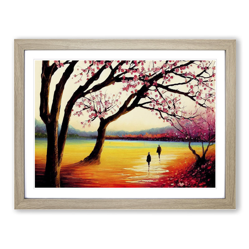 Cherry Blossom Tree Park Vol.5 - Framed Print, 46cm H x 64cm W x 2cm D, Oak