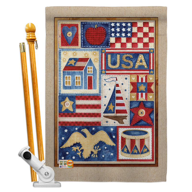 Double Sided 40'' H x 28'' W Polyester Independence Day Flag Set