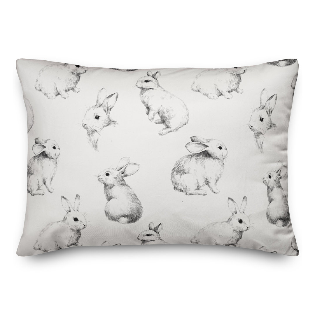 Sketched Bunny Pattern Lumbar Pillow Designs Direct Creative Group