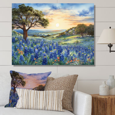 Blue Bonnets Sunset  - Blue Bonnets Wall Art Prints PT107190