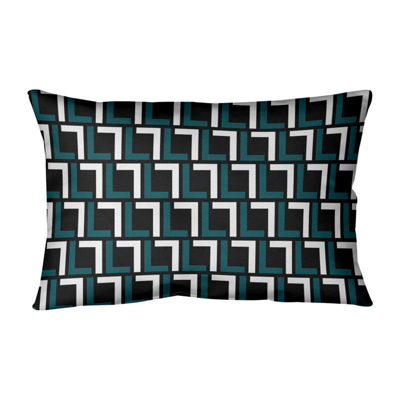Housse de coussin rectangulaire Philadelphia Football Luxury, Croisé en coton, Vert minuit / blanc / noir