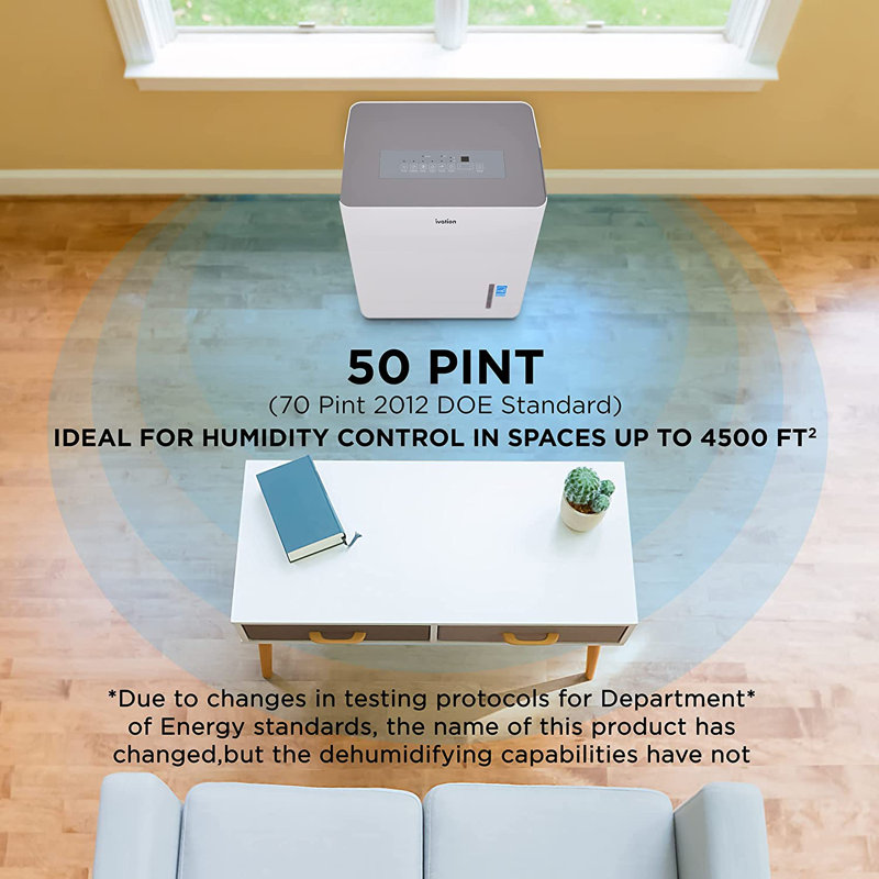 Ivation 50 Pints Tower Dehumidifier for Rooms up to 4500 Cubic Feet