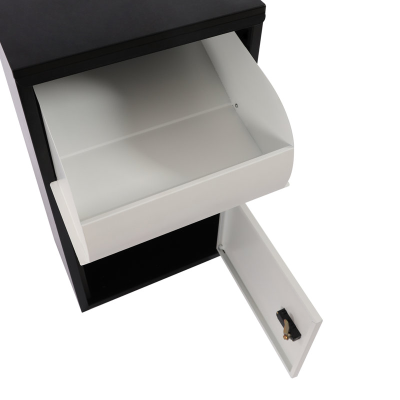 Boîte de dépôt de colis murale, serrure à code de grande capacité (noir + blanc)