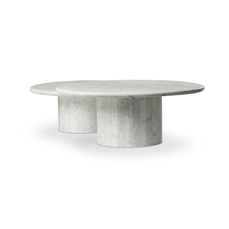 Stuart Marble Coffee Tables-White Calacatta Marble, White Calacatta Marble