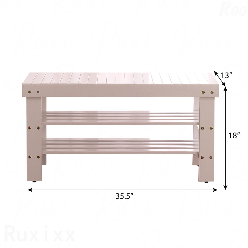 Shoe Bench - Quality Solid Wood Material, Brown