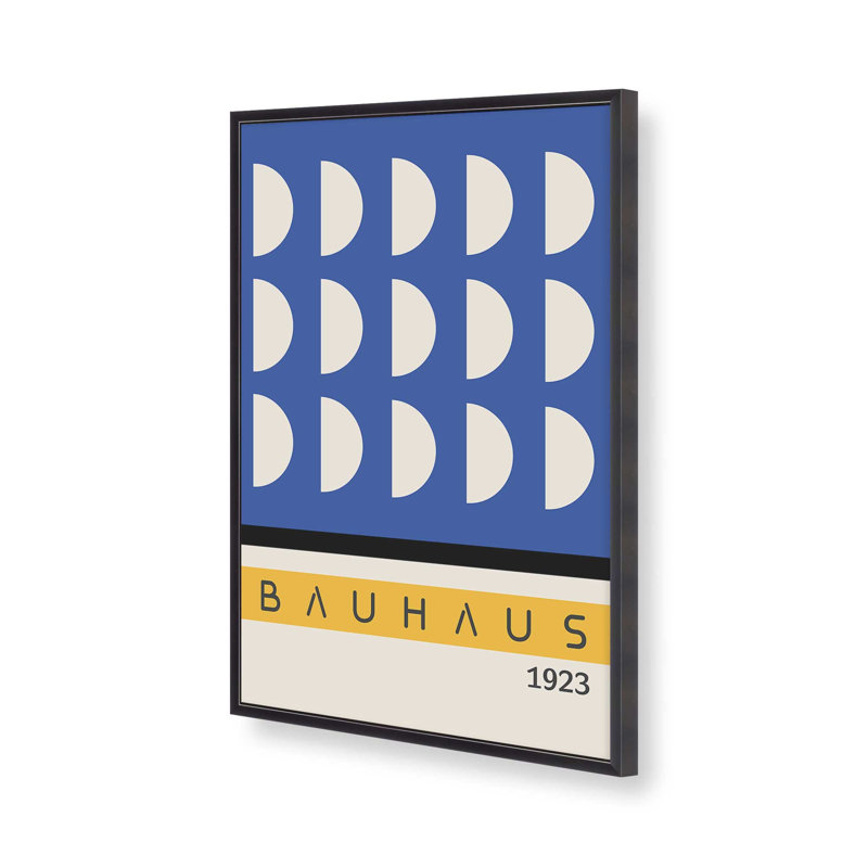 Imprimé bleu et jaune Bauhaus, H 15,25 po x l 12,25 po, Zinc patiné