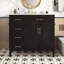 Élégant meuble-lavabo simple noir avec 4 tiroirs, 2 portes, une tablette réglable et un lavabo en céramique pour les salles de bain modernes-570692152
