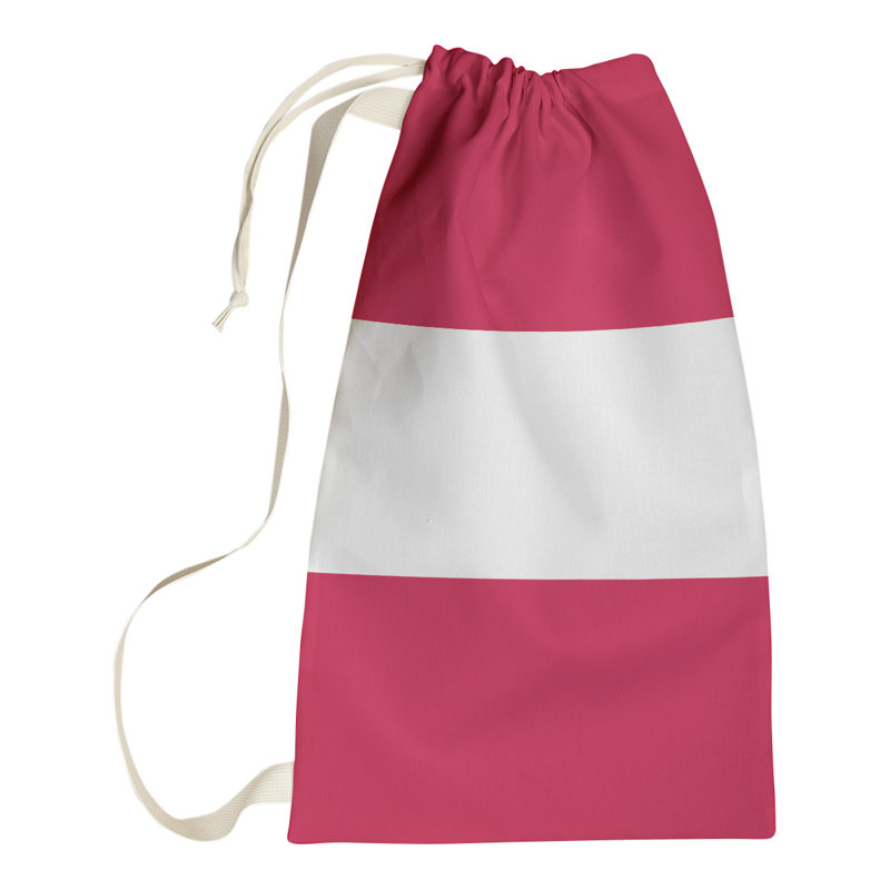Toronto Fabric Laundry Bag with Handles, Red/White/Red, Small ( 29" x 18" x 1.5")