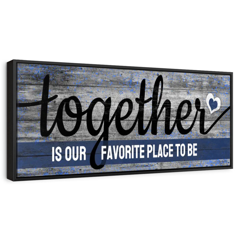 Plaque murale "Together", Cadre flottant noir, 37 po x 13 po
