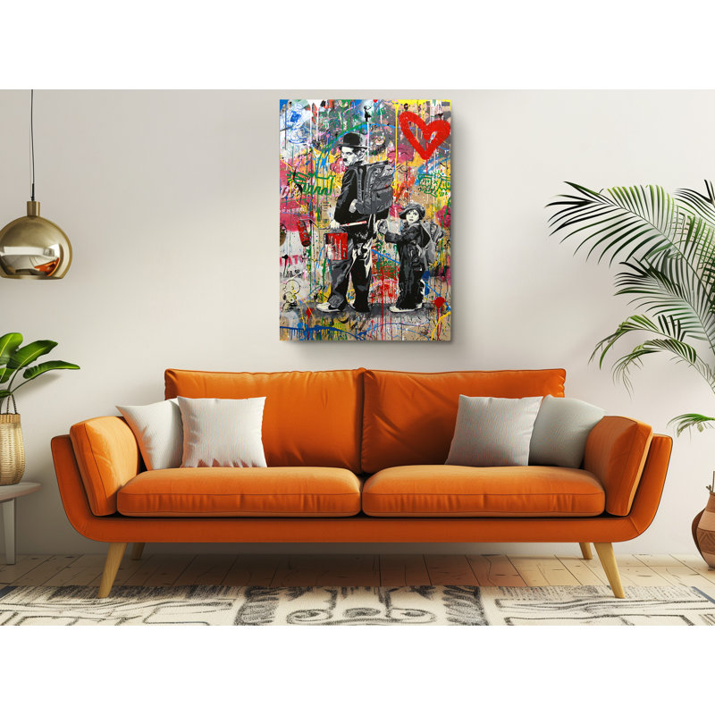 «Mr. Brainwash Charlie Chaplin Graffiti», reproduction sur toile, H 30 po x l 20 po