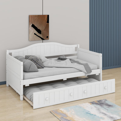 Twin Daybed With Trundle, Integrated Headboard & Armrests