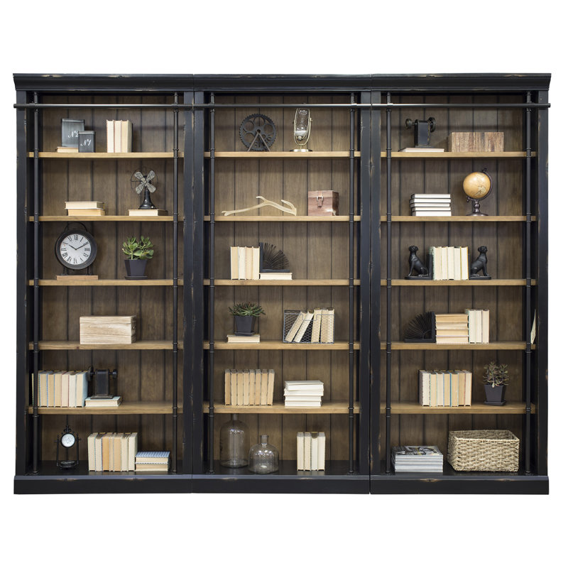 Bibliothèque standard Sawyer H 94 "x l 80", Noir patiné, 3 bibliothèques / 1 échelle