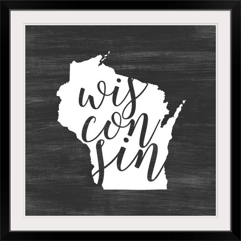 « home state typography wisconsin’inner circle », reproduction d’impression, Cadre noir, H 24 po x l 24 po x P 1 po