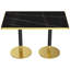Table de salle à manger rectangulaire 47,24 "en faux marbre, table de salle à manger de bureau rectangulaire avec deux socles dorés, noir et doré-136424112