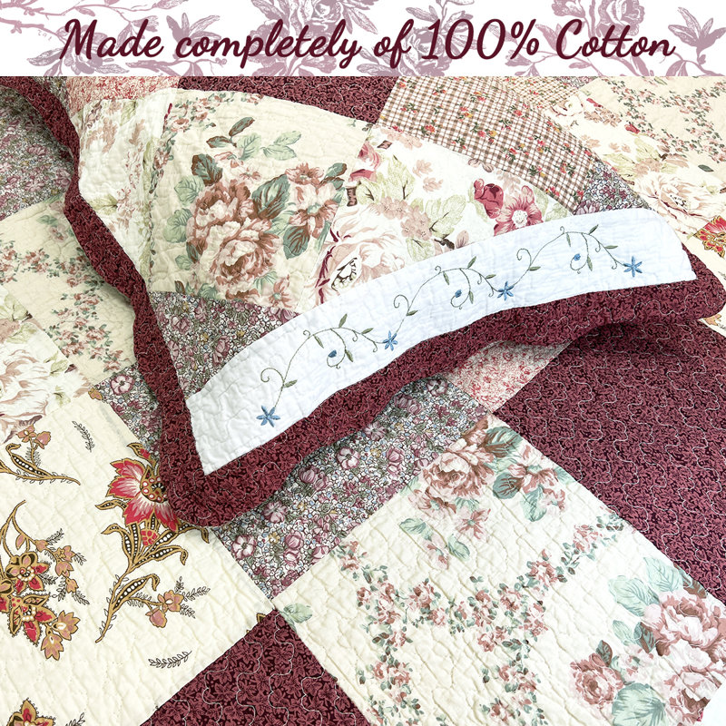 Modern & Contemporary Cotton Patchwork Quilt, Queen Quilt + 2 Shams