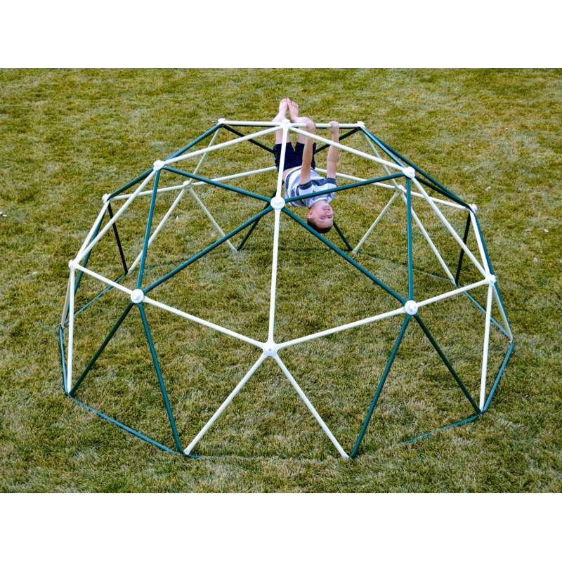 Green and White Geometric Dome Climber for Kids