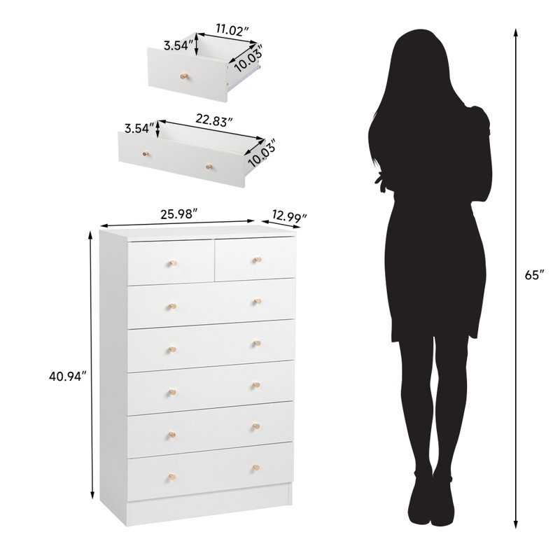 Andice 26'' W 7 - Drawer Dresser, White