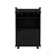Chariot-bar avec 2 tablettes ouvertes, 4 casiers et une armoire