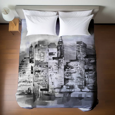 Housse de couette pour grand lit villes avec villes - aquarelle, paysage urbain