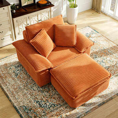 Canapé à assise profonde en tissu de velours côtelé moderne et luxueux