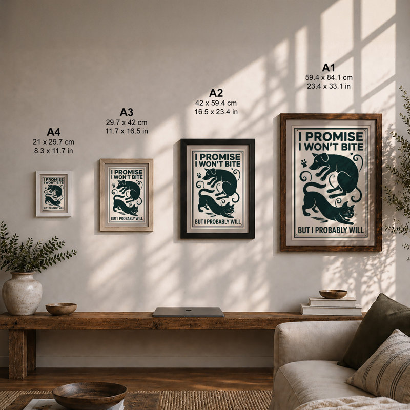 Promises and Paws Art Deco - Framed Print, A2 - 59.4 x 42.0 cm, Black
