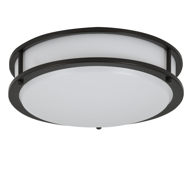 Arjit Acrylic LED Flush Mount, Matte Black, 3.82" H x 12" W x 12" D