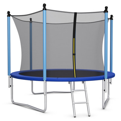 Gymax Round Backyard Trampoline with Safety Enclosure