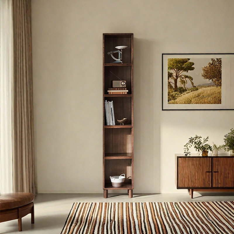 Bibliothèque en bois massif de style italien, (5 tablettes) H 75,2 po x l 14,02 po x P 12,6 po