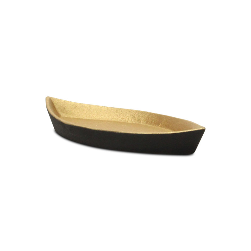 Saoirse Cast Iron Boat Dish, Gold/Black