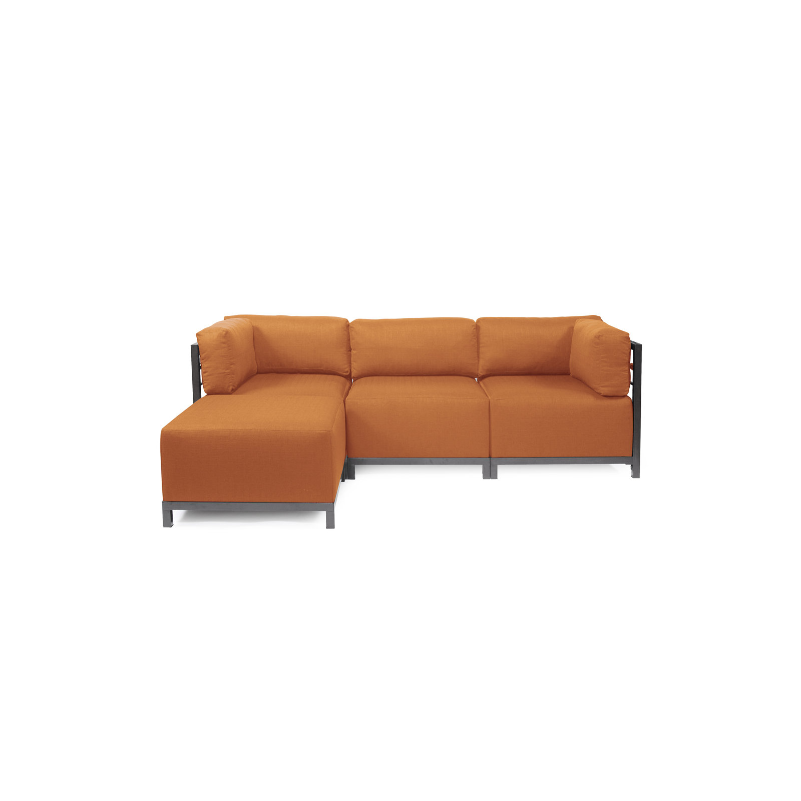 Olen 95.5'' Wide L-Shaped Steel Patio Sectional with Cushions, Titanium, Canyon Orange Sunbrella