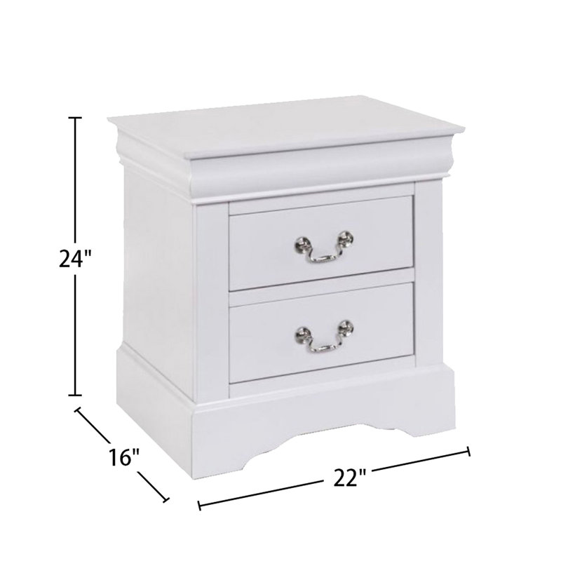 Table de chevet en pin avec 2 tiroirs en blanc pour chambre à coucher Grace Base 2