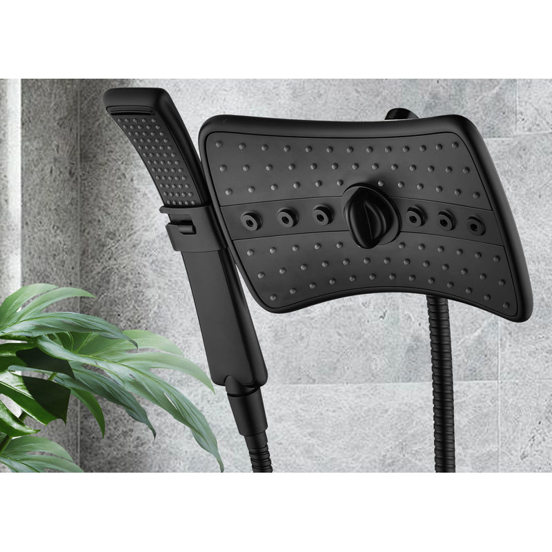 2.5 GPM High Pressur Two Spray Setting Shower Heads Combo,With Two Spray Settings Handheld Shower Head, Matte Black