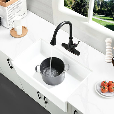 White 33" L X 20" W Kitchen Sink - Workstation, Heat , Stain & Scratch Proof, Rust , Noise Reduced, Easy Cleanup Workstation White, Scratch-, Rust-, Sound-Absorbing, To Attract