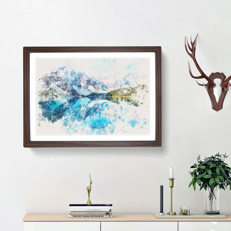 Morraine Lake in Banff Canada - Picture Frame Graphic Art Print, Walnut Framed, 62cm H x 87cm W x 2cm D