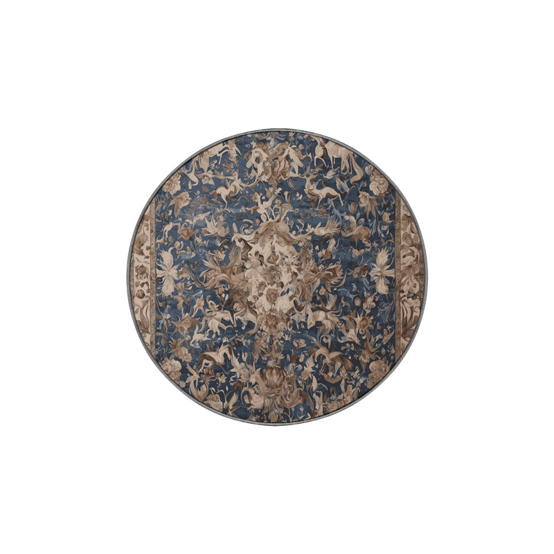 Tapis mauve soyeux et moelleux, Rond 7 pi